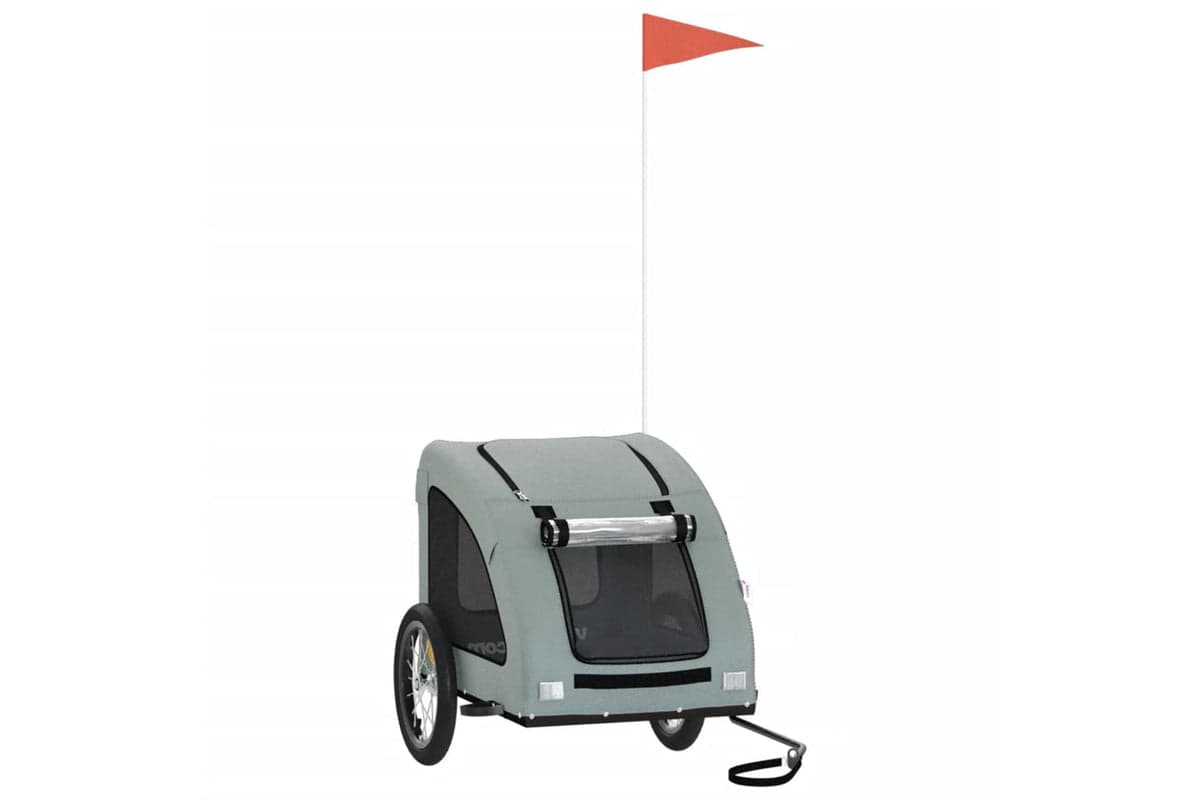 Vidaxl 93958 Pet Bike Trailer Grey Oxford Fabric And Iron