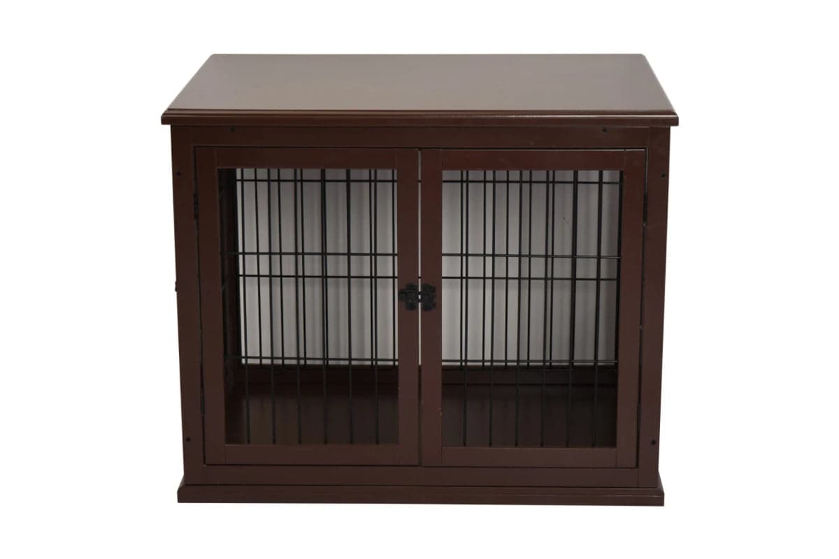 PawHut Indoor Small Dog Wooden Crate with Metal Wire | Brown