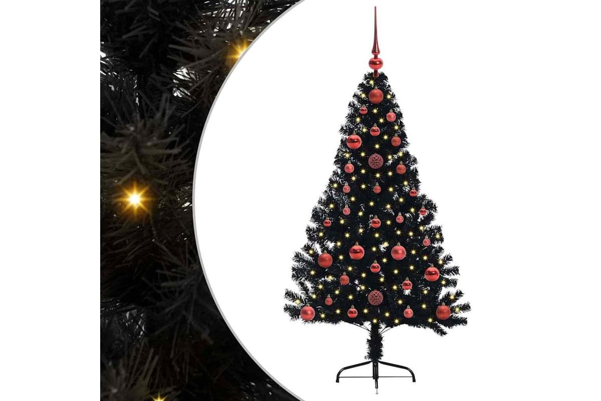 Vidaxl Artificial Pre-lit Christmas Tree Black 120 Cm Pvc