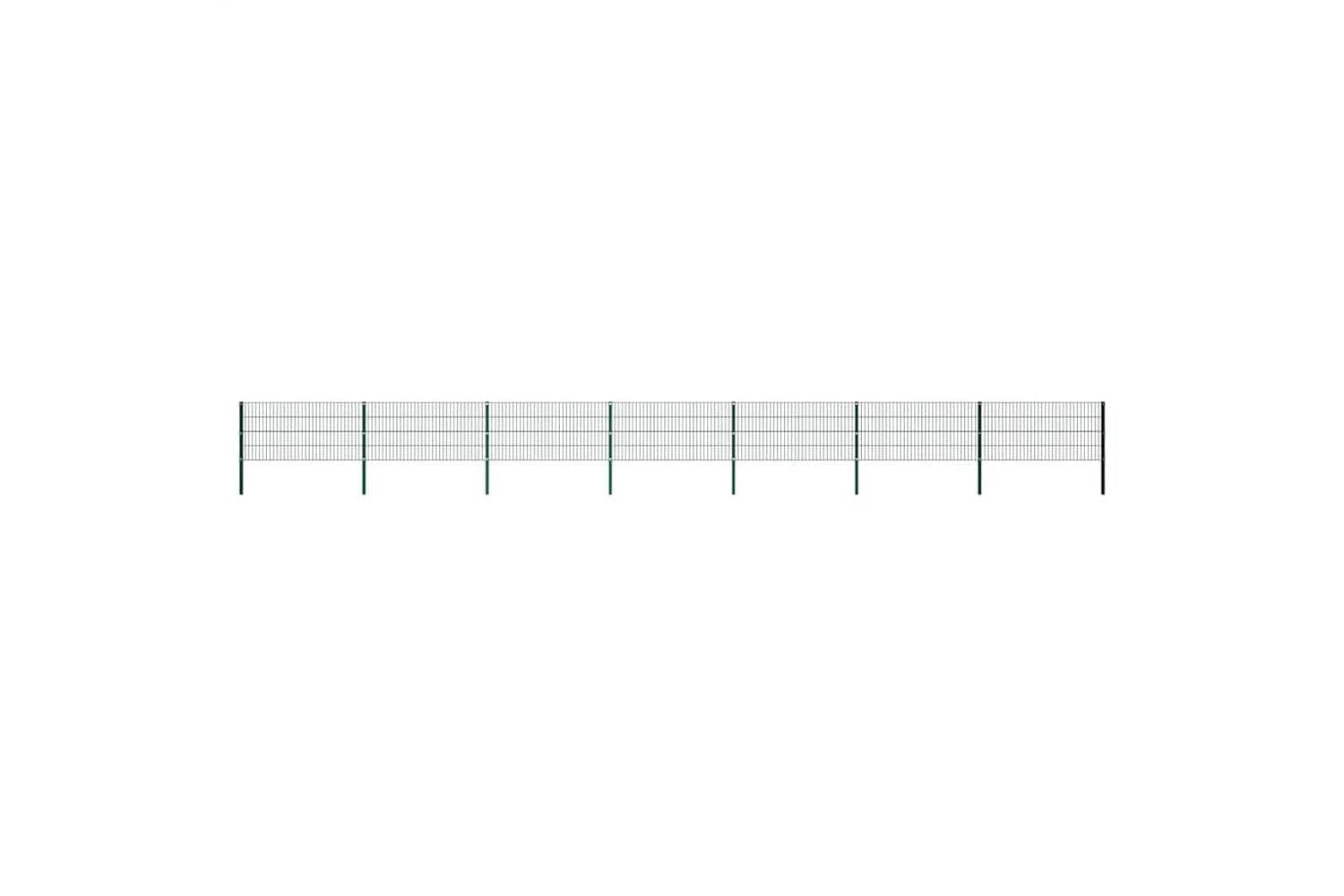 Vidaxl 278610 Fence Panel With Posts Iron 11.9x0.8 M Green