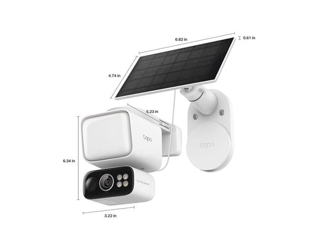 TP-LINK - Tapo TC50 KIT V1 - Network surveillance camera - pan / tilt - indoor, outdoor - dust resistant / water resistant - colour (Day&Night) - 3 MP - 2304 x 1296 - 2K - fixed focal - audio - wireless - Wi-Fi - with Tapo A201 solar panel