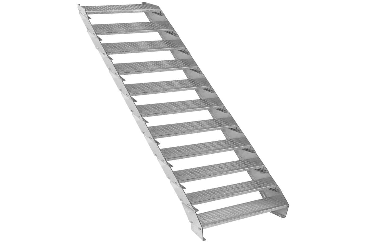 Monstershop Adjustable 11 Section Galvanised Staircase | Silver