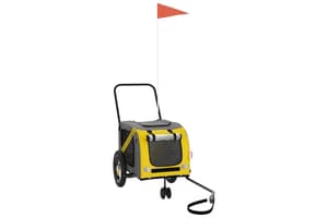 Vidaxl 93889 Pet Bike Trailer Yellow And Black Oxford Fabric And Iron