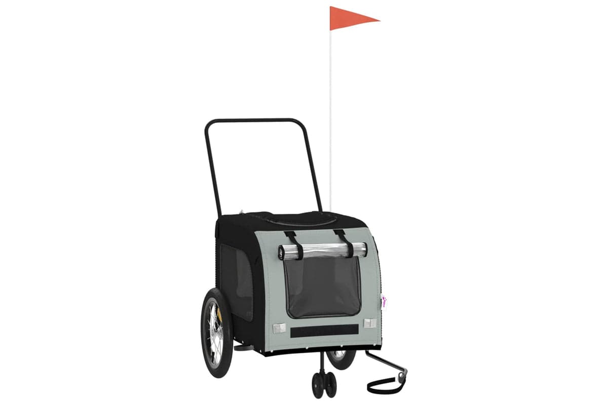 Vidaxl 93853 Pet Bike Trailer Black And Grey Oxford Fabric And Iron