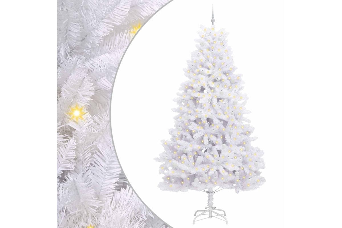 Vidaxl Artificial Hinged Christmas Tree White 270 Cm Pvc And Steel