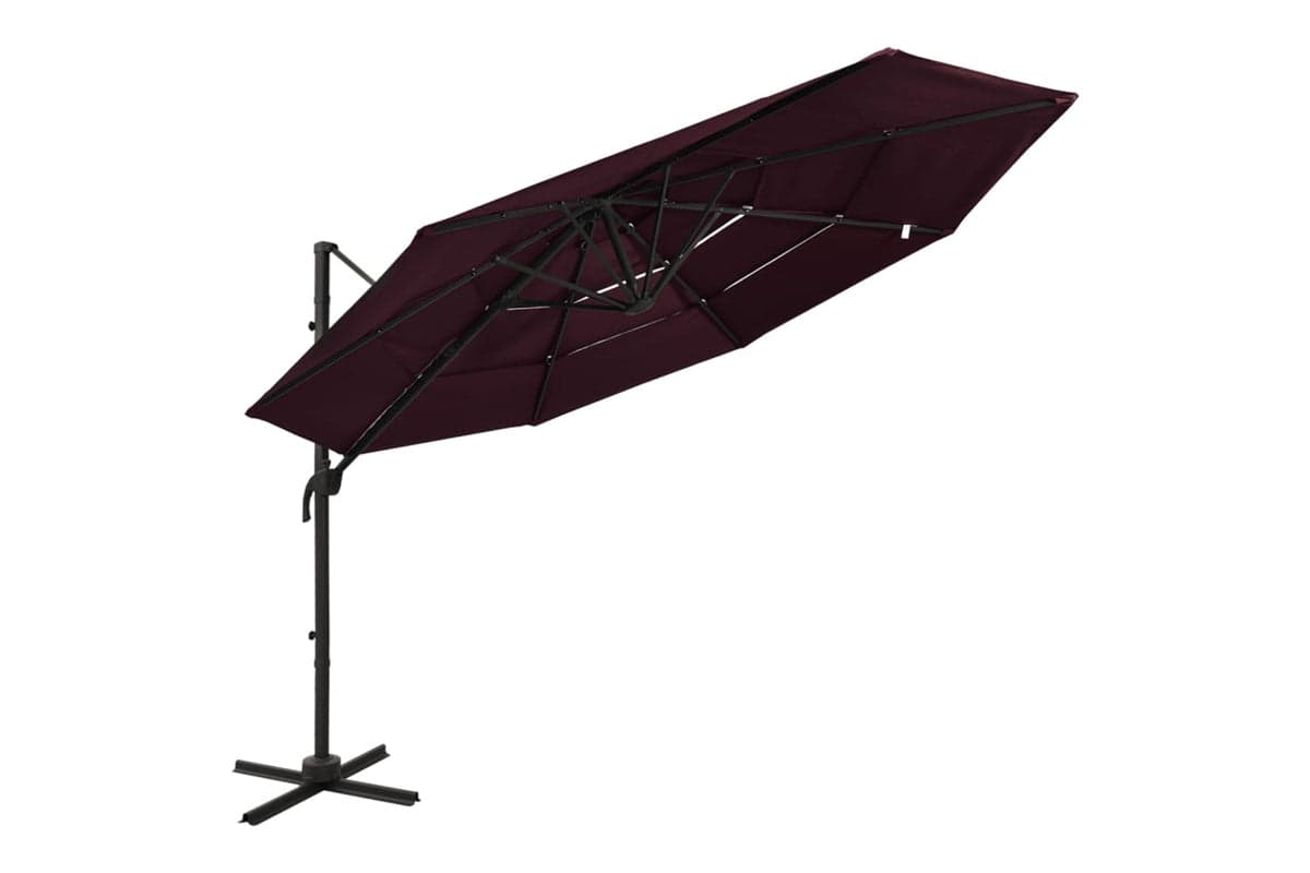 Vidaxl 313832 4-tier Parasol With Aluminium Pole Bordeaux Red 3x3 M