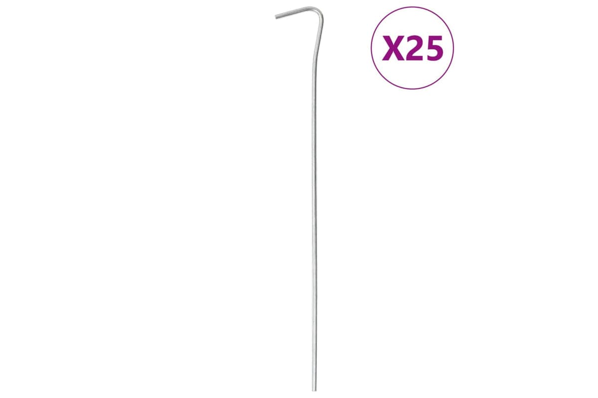 vidaXL 4009329 Tent Pegs 25 Pcs 23cm x 6mm Galvanised Steel