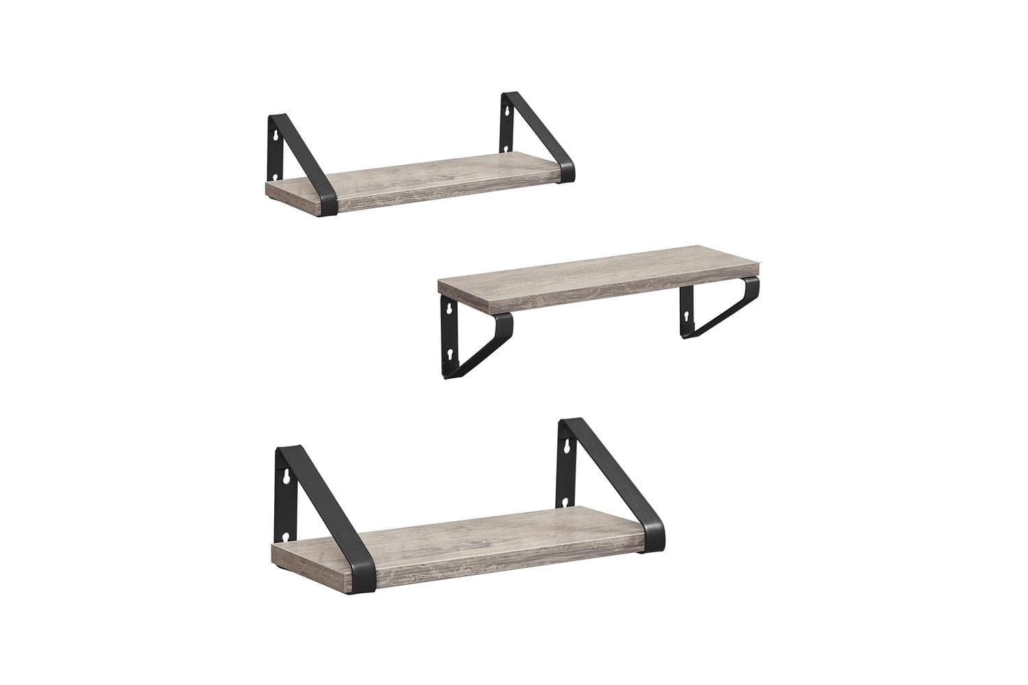 Vasagle Wall Shelf Set | Wood Chipboard And Steel | Greige-black | Set Of 3