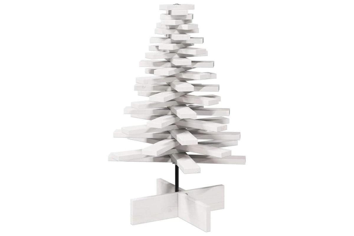Vidaxl Wooden Christmas Tree For Decoration White 80cm Solid Wood Pine