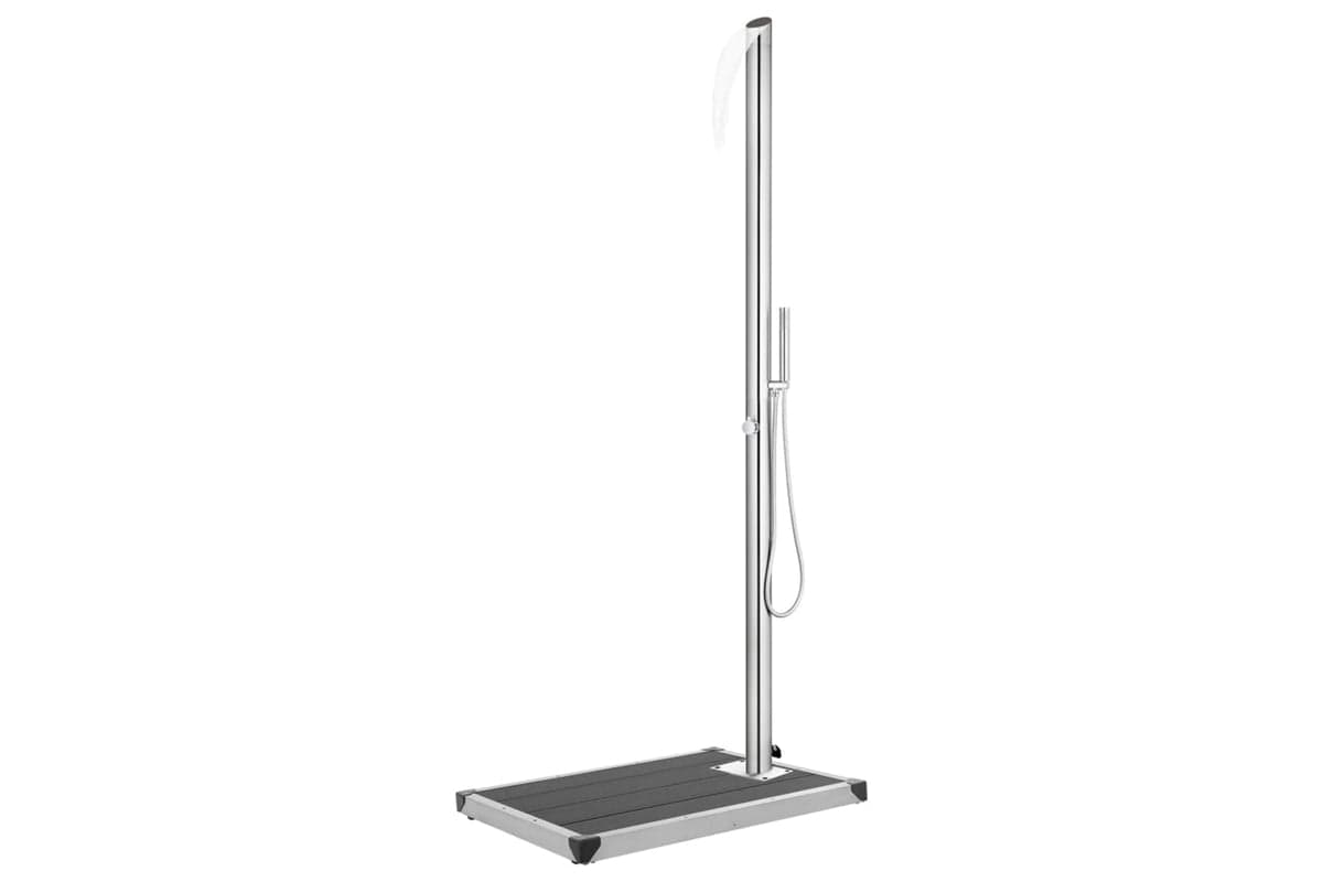 vidaXL 3070785 Garden Shower With Grey Base 225cm Stainless Steel