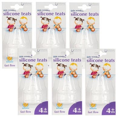 GRADE A1 - Babyway 6x 2-pack Little Wonders Silicone Standard Neck Fast flow Teats - 12 teats total