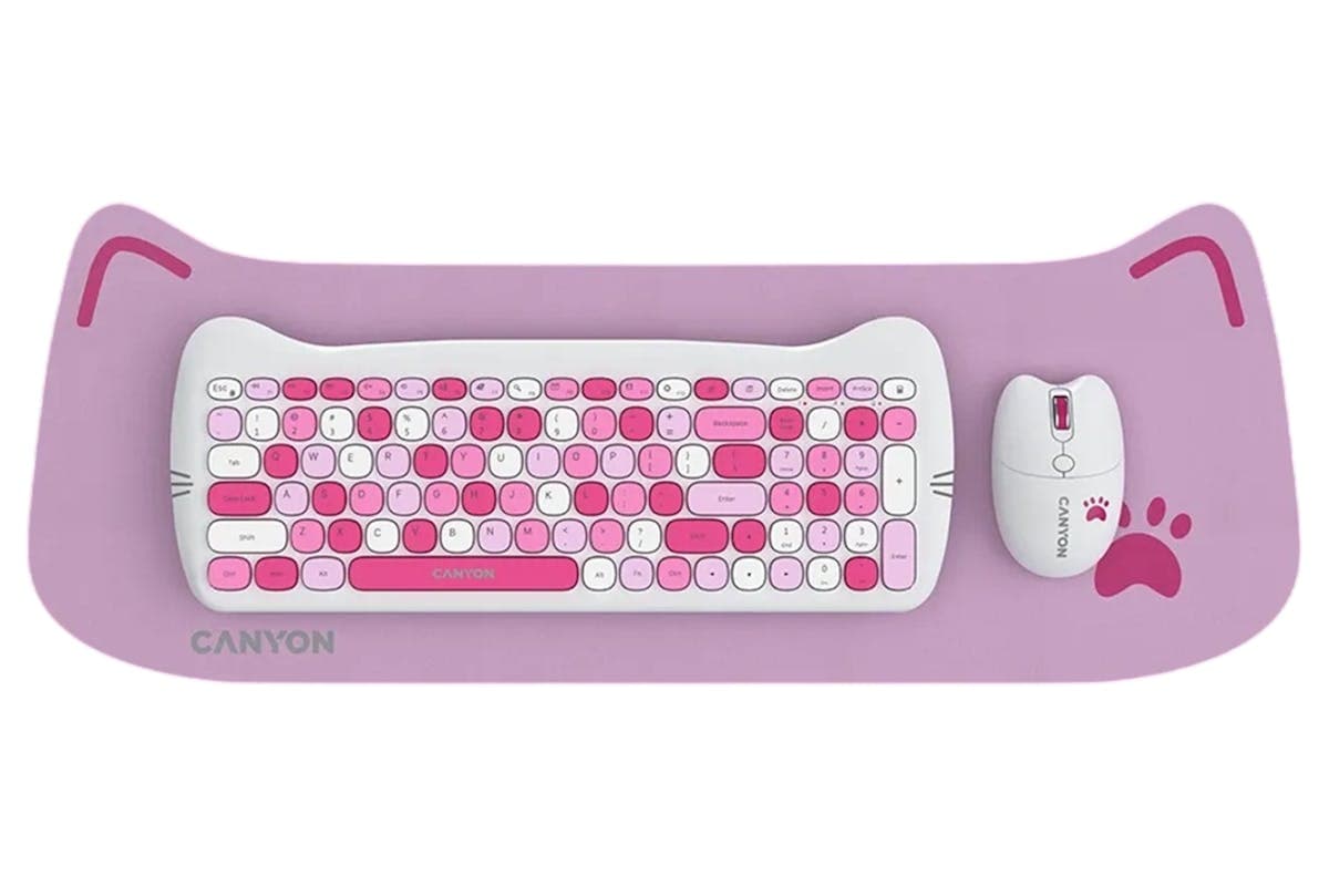 Canyon Wireless Keyboards & Mouse Combo HSET-W6 Kitty Edition | Pink