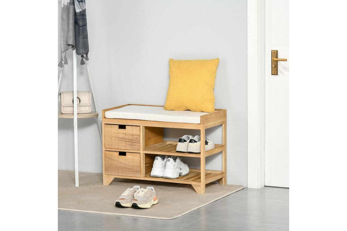 Homcom Hallway Shoe Bench Storage | Natural Wood