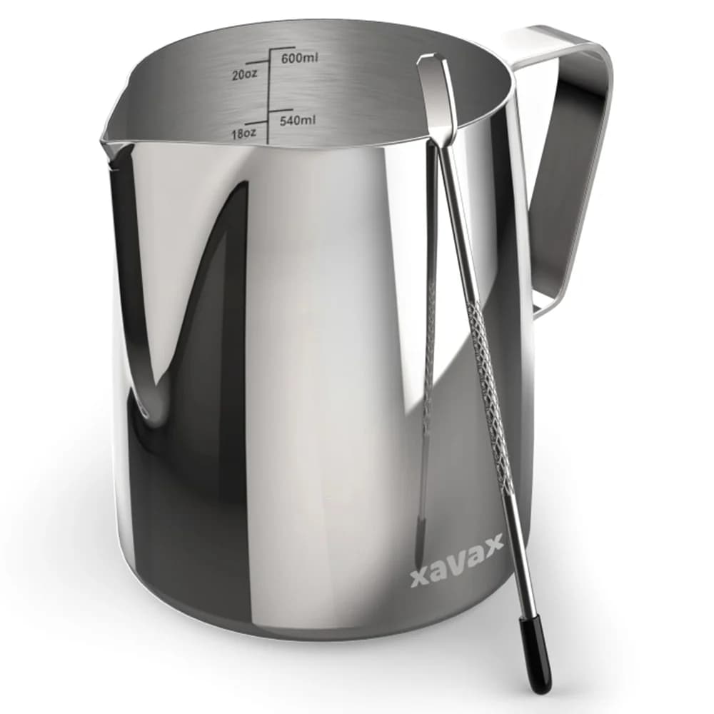 Xavax Barista 600ML Milk Jug with Latte Art Pen - Silver | 524362