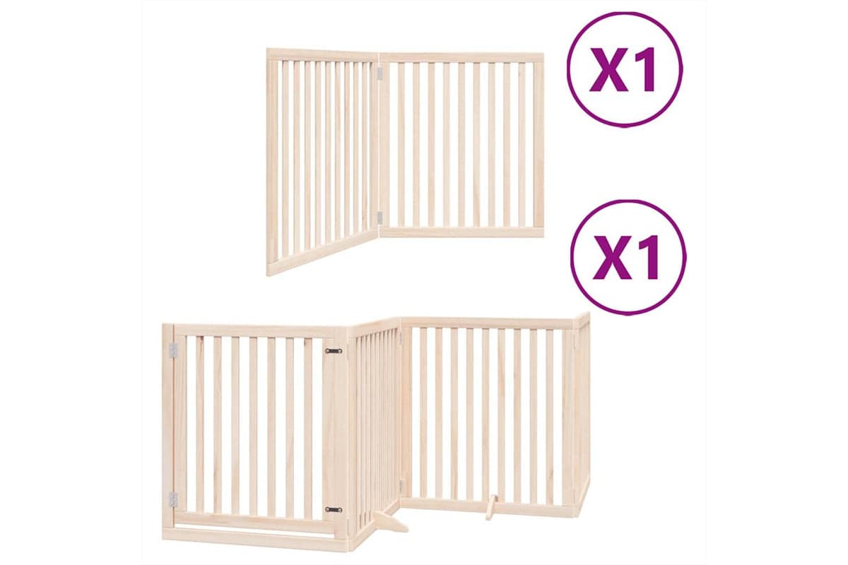 Vidaxl Dog Gate With Door Foldable 6 Panels 480 Cm Poplar Wood
