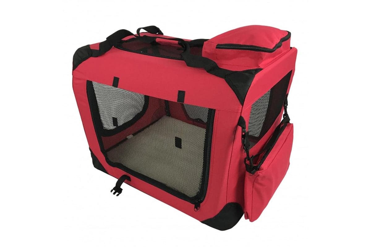 RayGar Folding Soft Crate Pet Carrier Bag | Red | Medium