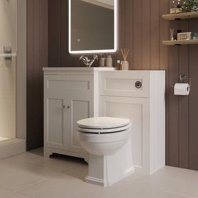 1100mm White Toilet and Sink Unit with Traditional Toilet - Baxenden