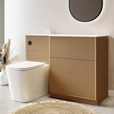 Matira 1150mm Wooden Fluted Toilet and Sink Unit