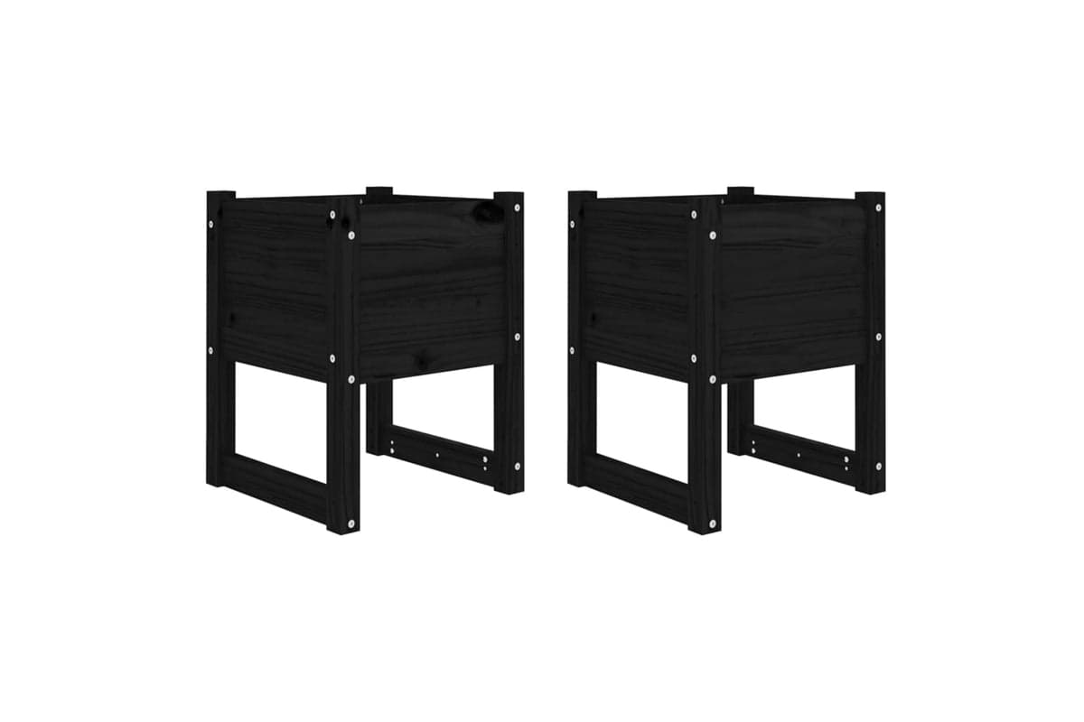 vidaXL 822116 Planters 2 Pcs Black 40x40x52.5cm Solid Wood Pine