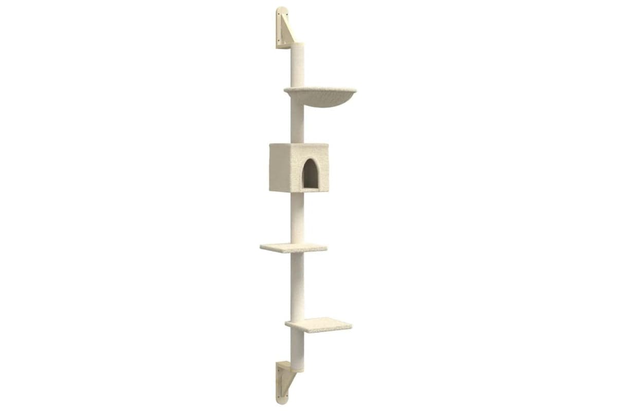 Vidaxl Wall-mounted Cat Tree With Scratching Post Cream 187 Cm
