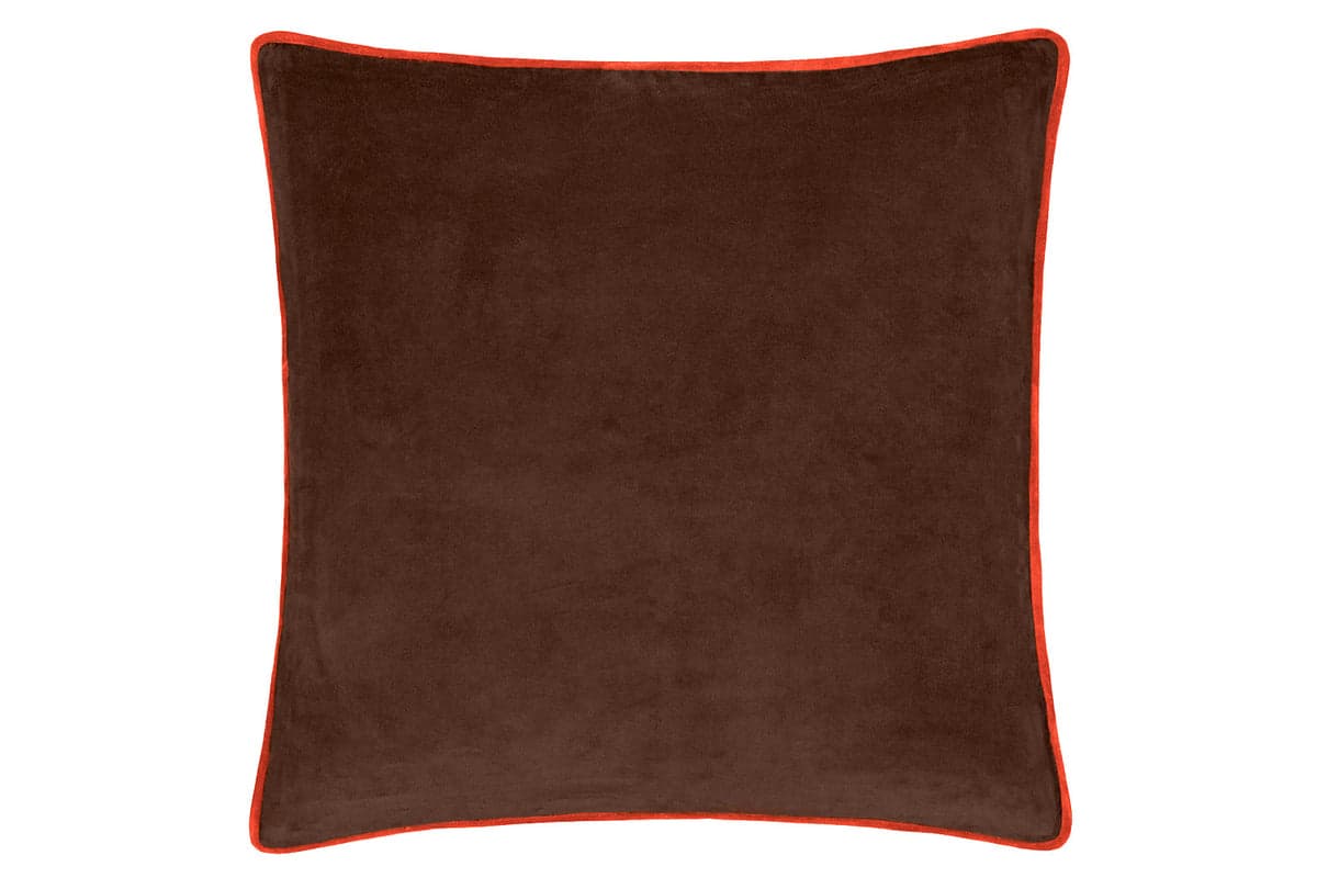 Bailey Piped Cushion | Chocolate/Orange | 50 x 50 cm