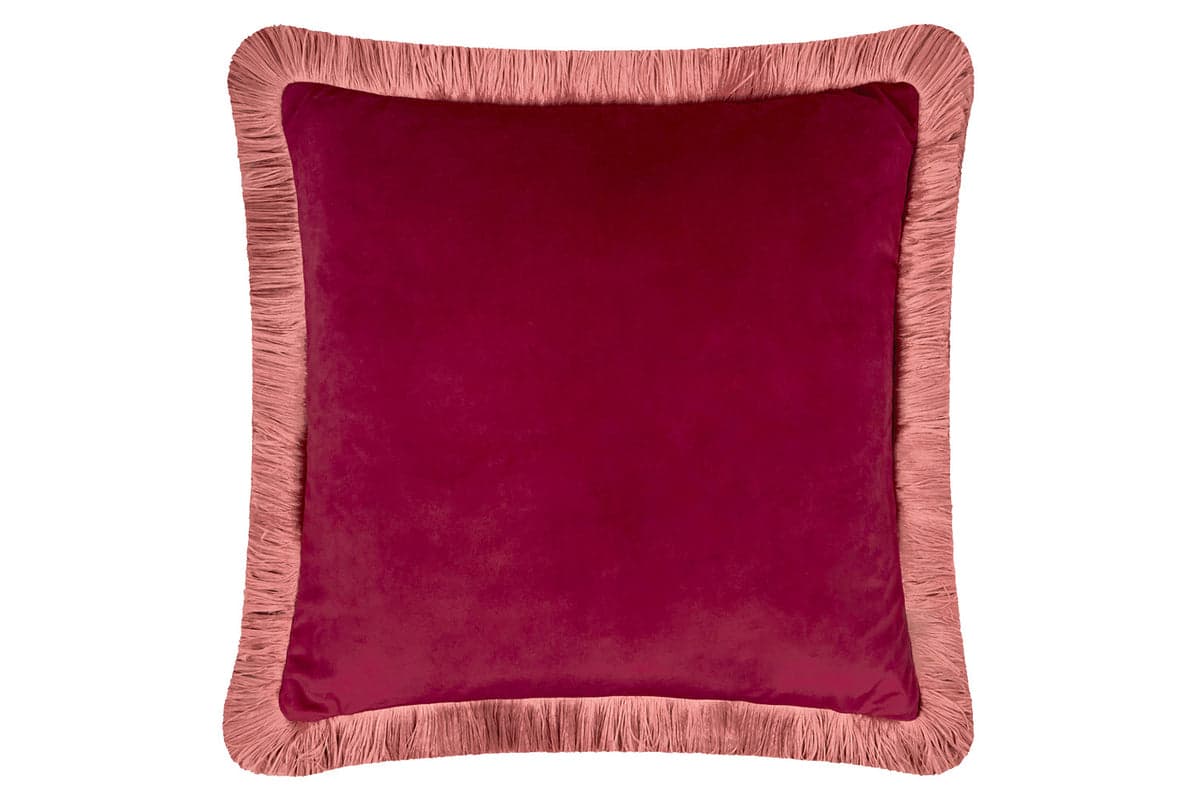 Halo Fringe Cushion | Burgundy/Slipper | 50 x 50 cm