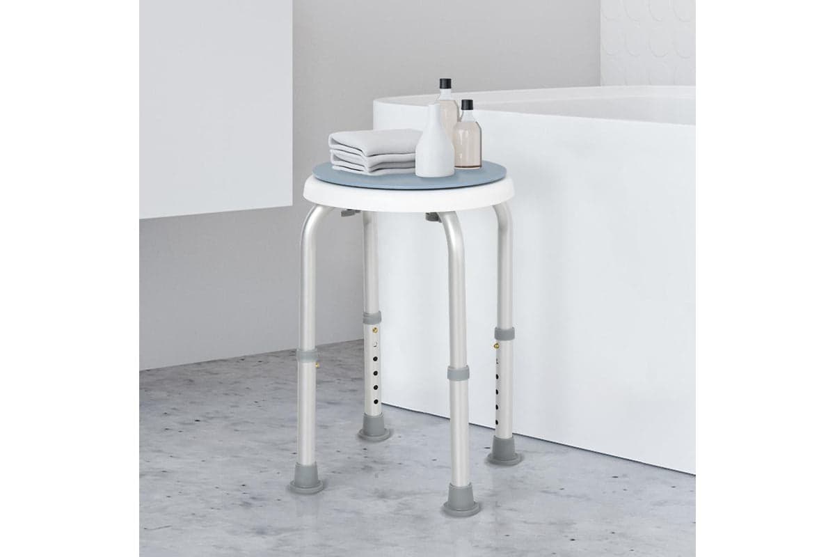 Homcom 713-076 Aluminium 360° Swivel Shower Stool | Blue/White