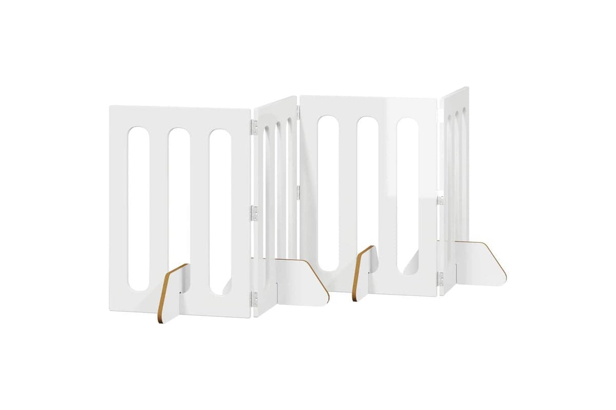 Vidaxl Folding Pet Fence 4 Pcs High Gloss White 201 X 38 X 70 Cm