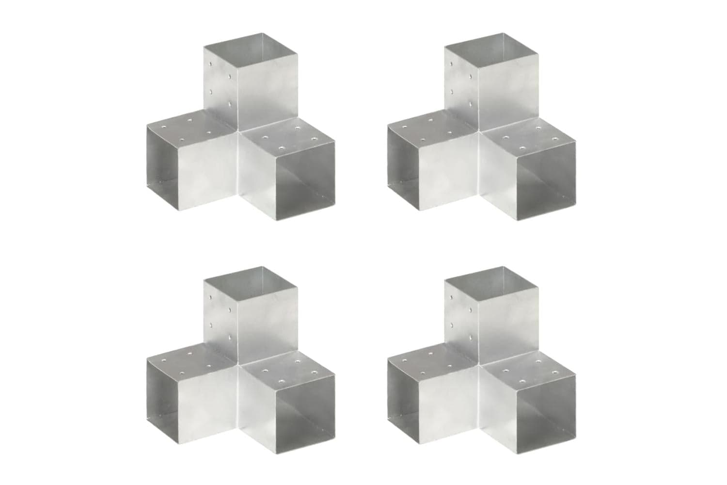 vidaXL 145482 Post Connectors 4 Pcs Y Shape Galvanised Metal 101x101mm