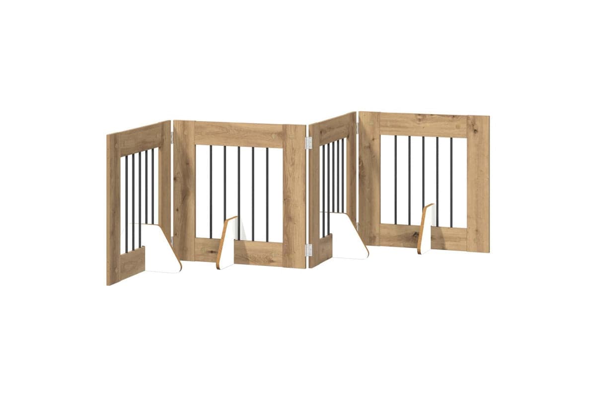 Vidaxl Foldable Dog Gate With Stands 4 Pcs Artisan Oak 241 Cm