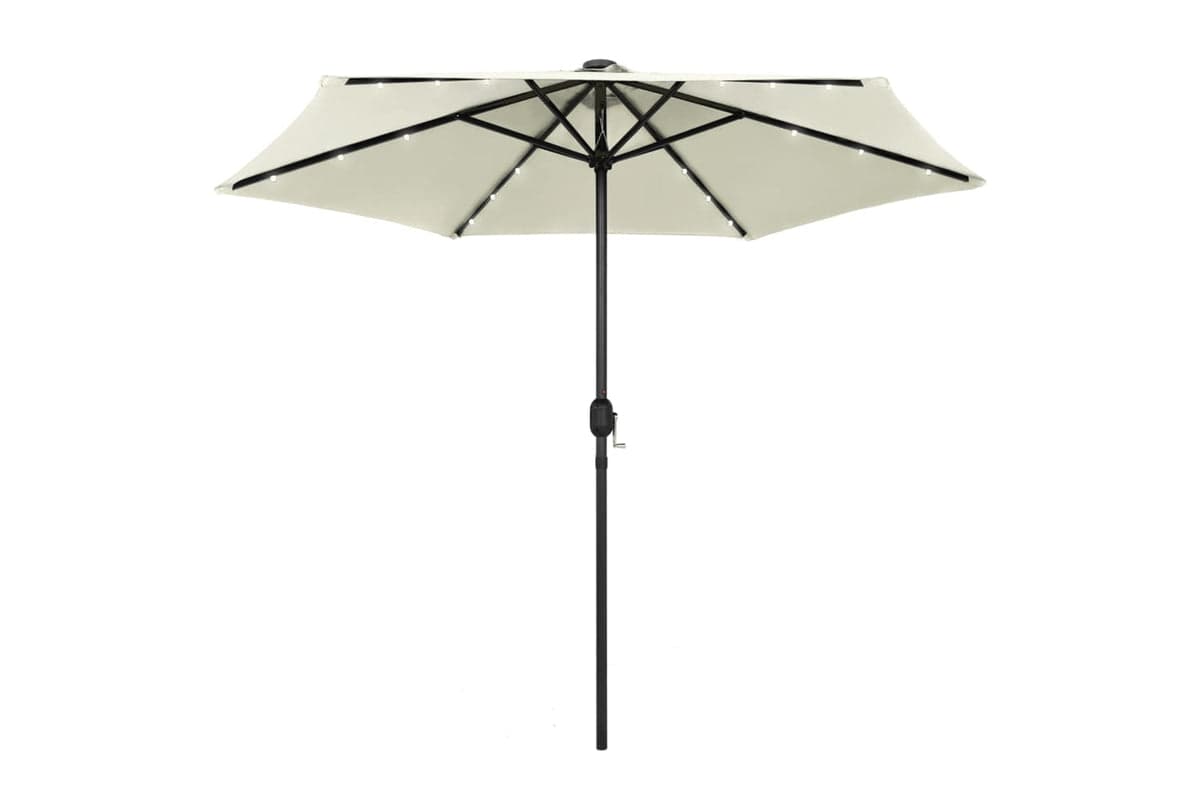 Vidaxl 47353 Parasol With Led Lights And Aluminium Pole 270 Cm Sand White