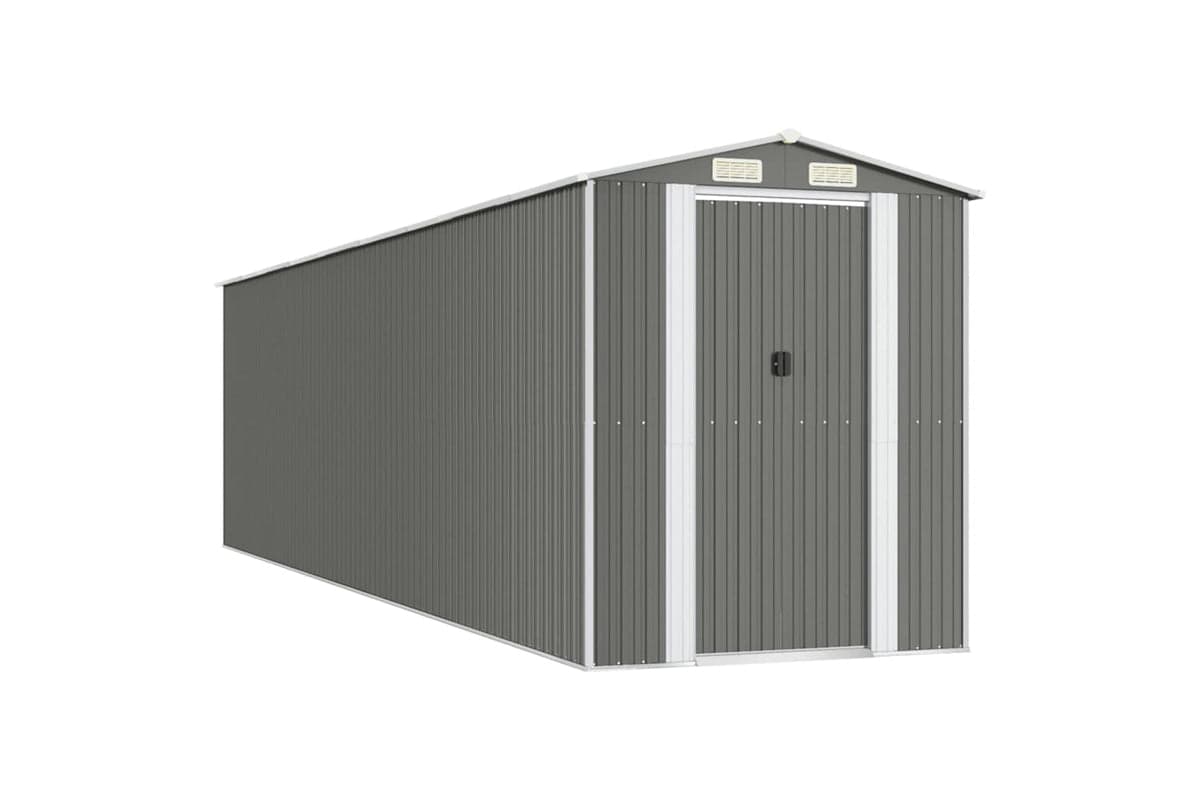 vidaXL 3147445 Garden Shed Light Grey 192x772x223cm Galvanised Steel