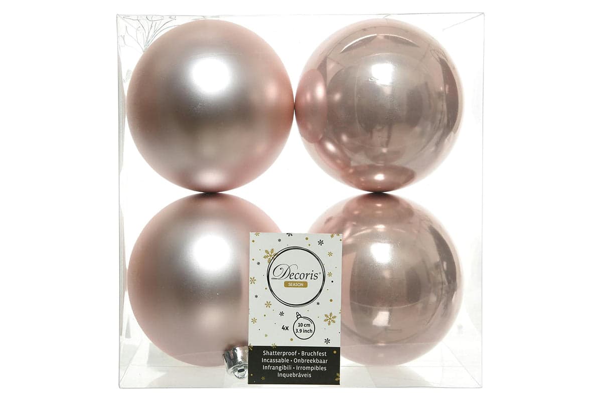 Christmas Decoration | Kaemingk Shatterproof Baubles | Blush | 10cm | Pack of 4