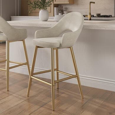 Beige and Gold - Upholstered Kitchen Stools - Colbie