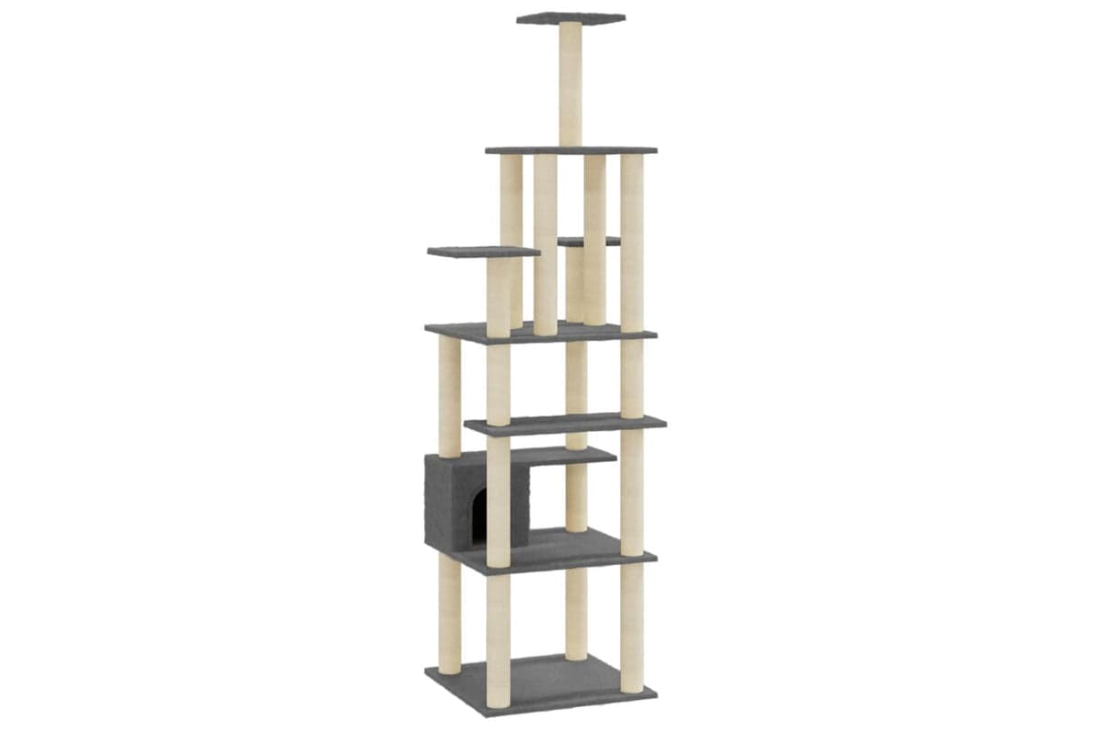 Cat Tree With Sisal Scratching Posts Dark Grey 183 Cm