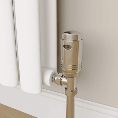 Elego Chrome Modern TRV Angled Thermostatic Radiator Valves With Lockshield
