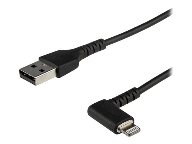 STARTECH.COM - Startech 6ft (2m) Durable USB A to Lightning Cable, Black 90° Right Angled Heavy Duty Rugged Aramid Fiber USB Type A to Lightning Charging/Sync Cord, Apple MFi Certified, iPhone 12 Pro - iPhone 7/8/11/11 Pro - Lightning cable - Lightning / USB - 2 m