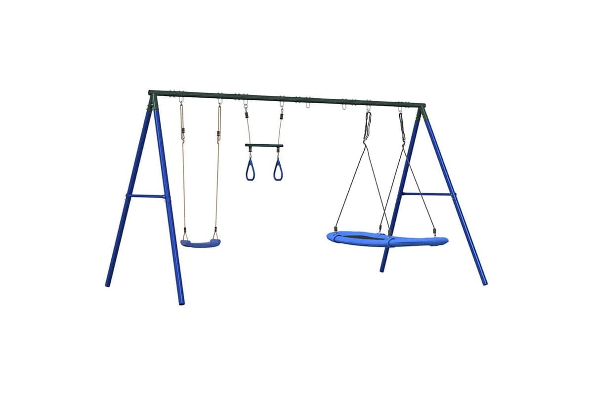 vidaXL 3283616 Outdoor Swing Set With Swing, Trapeze, Nest Swing