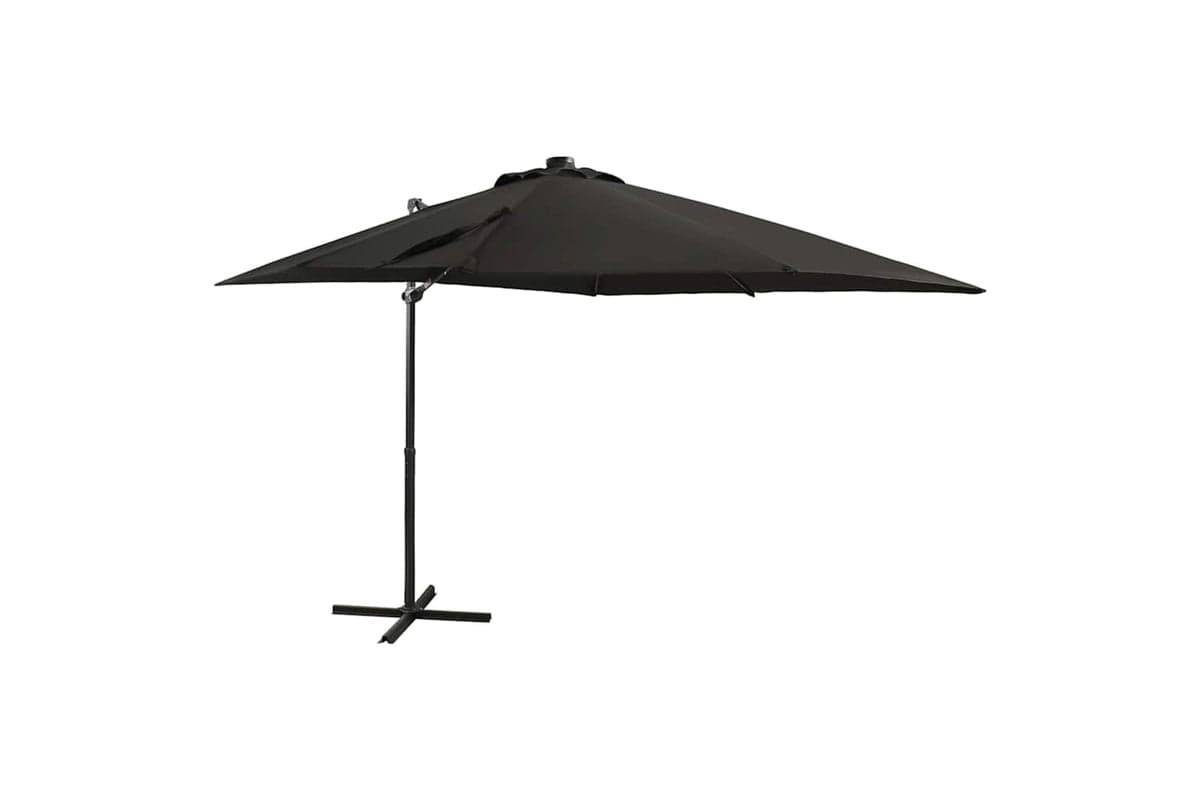 Vidaxl 312324 Cantilever Umbrella With Pole And Led Lights Black 250 Cm