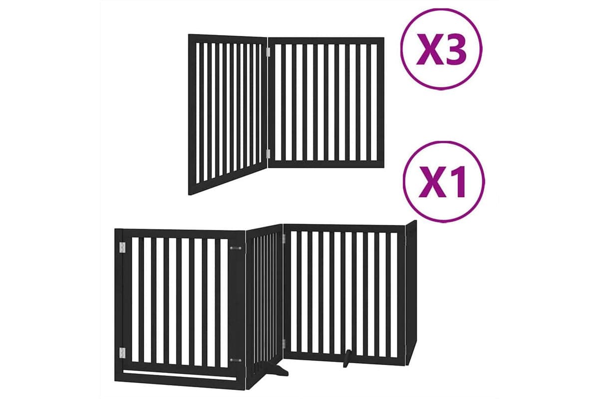 Vidaxl Dog Gate With Door Foldable 10 Panels Black 800 Cm Poplar Wood