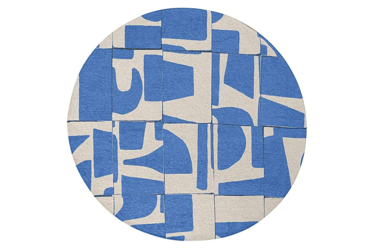 Louis De Poortere | Papercut Indoor Eco Round Rug | Blue/White | 140 x 140 cm
