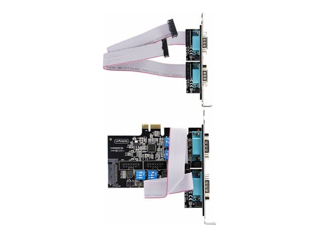 Startech 4-Port Serial PCIe Card, Quad-Port PCI Express to RS232/RS422/RS485 (DB9) Serial Card, Low-Profile Bracket Incl., 16C1050 UART, TAA-Compliant