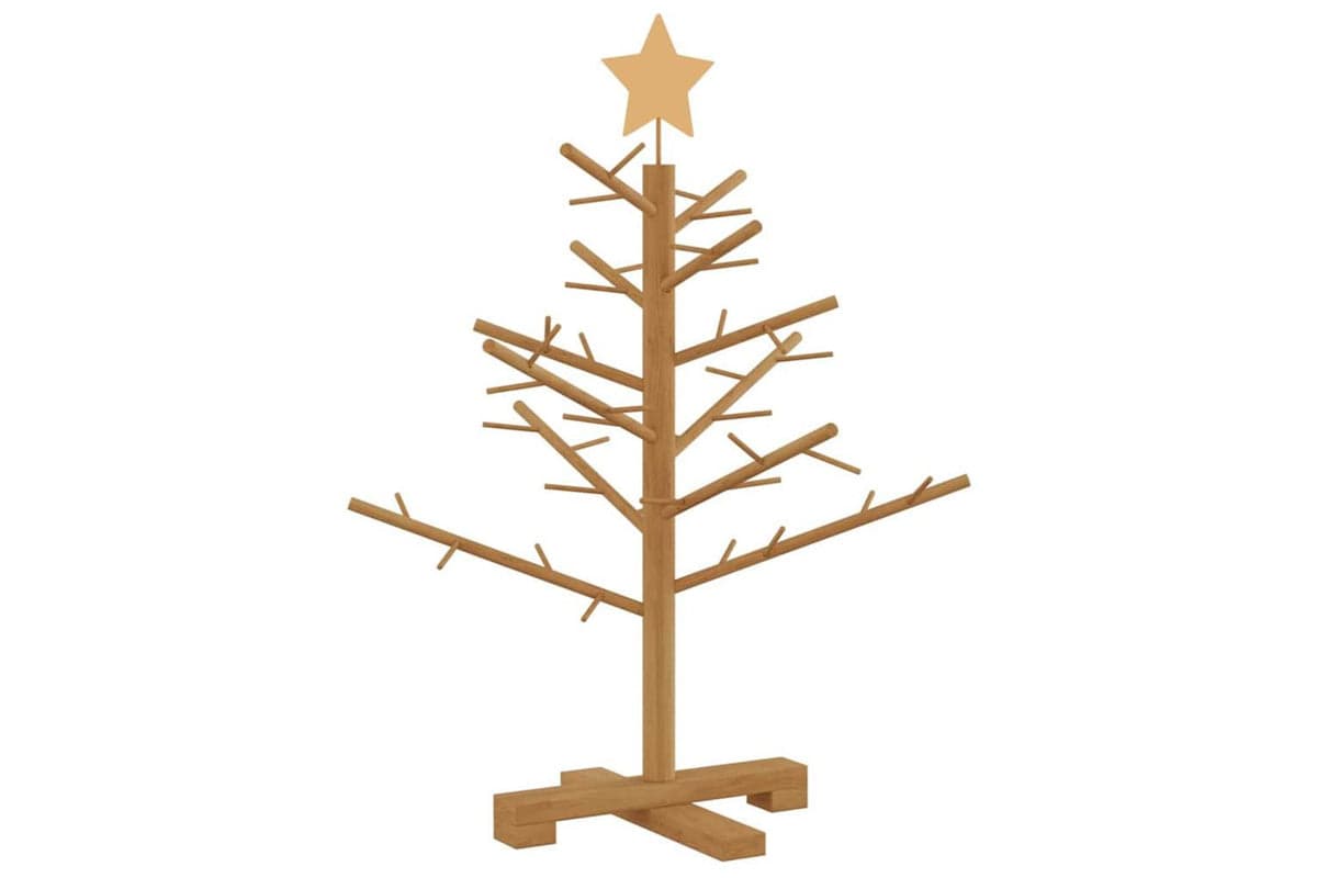 Vidaxl Wooden Christmas Tree With Stand Brown 75 Cm Solid Pine Wood