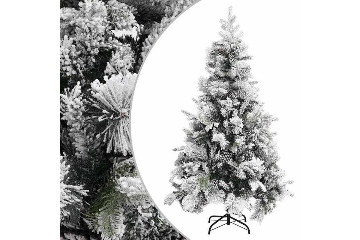 Vidaxl Christmas Tree With Flocked Snowcones 195 Cm Pvc