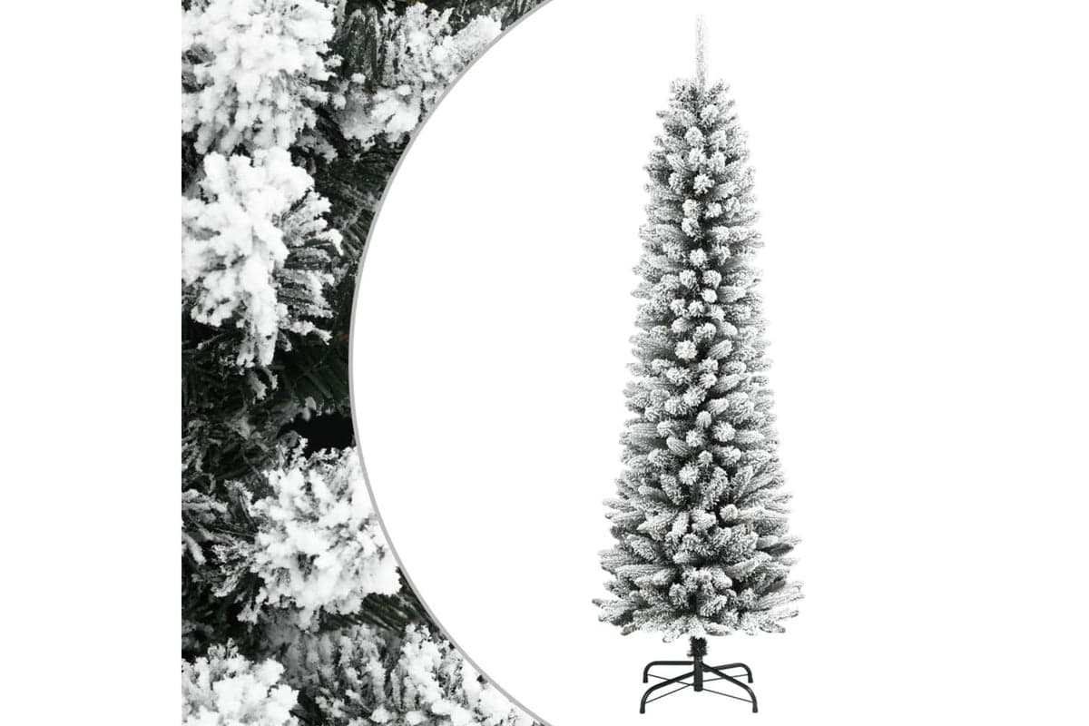 Vidaxl Artificial Slim Christmas Tree With Flocked Snow 120 Cm Pvc