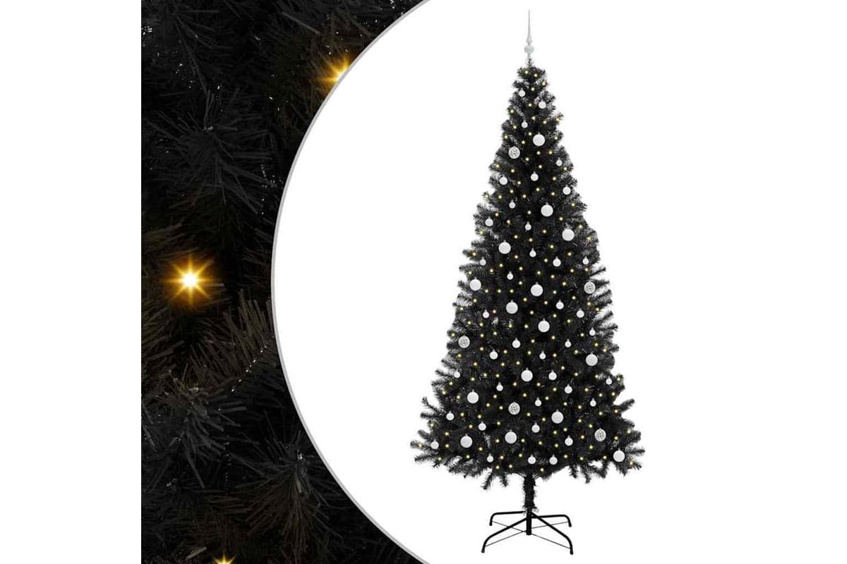 Vidaxl Christmas Tree With 300 Leds With Stand Black 240 Cm Pvc