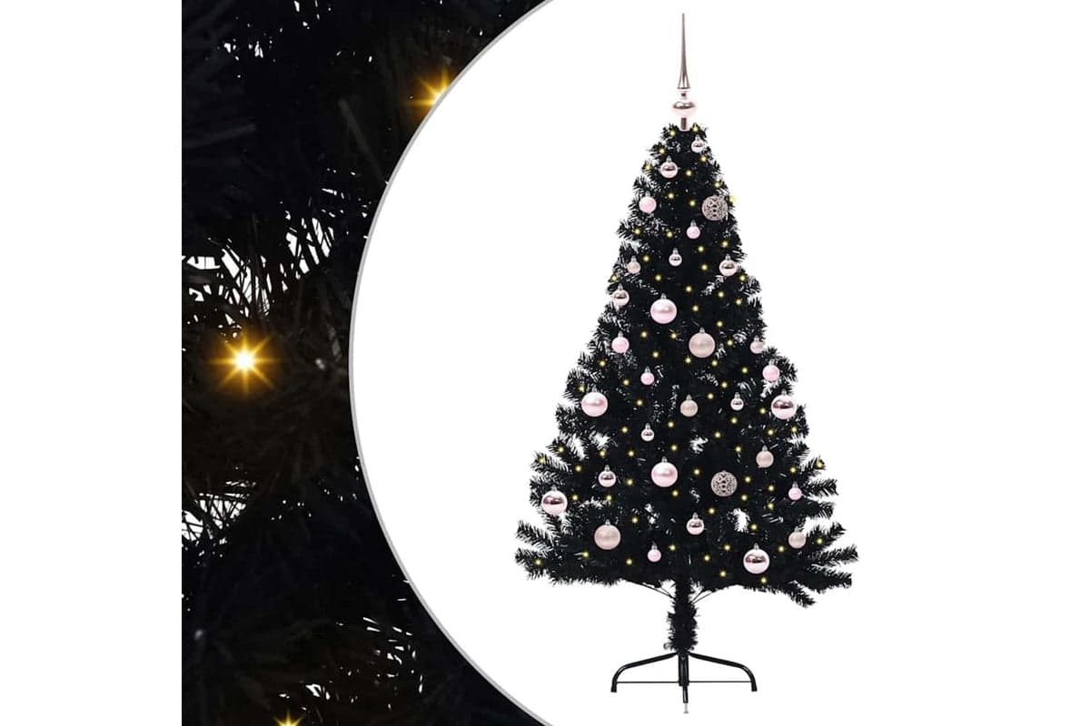 Vidaxl Artificial Pre-lit Christmas Tree Black 150 Cm Pvc