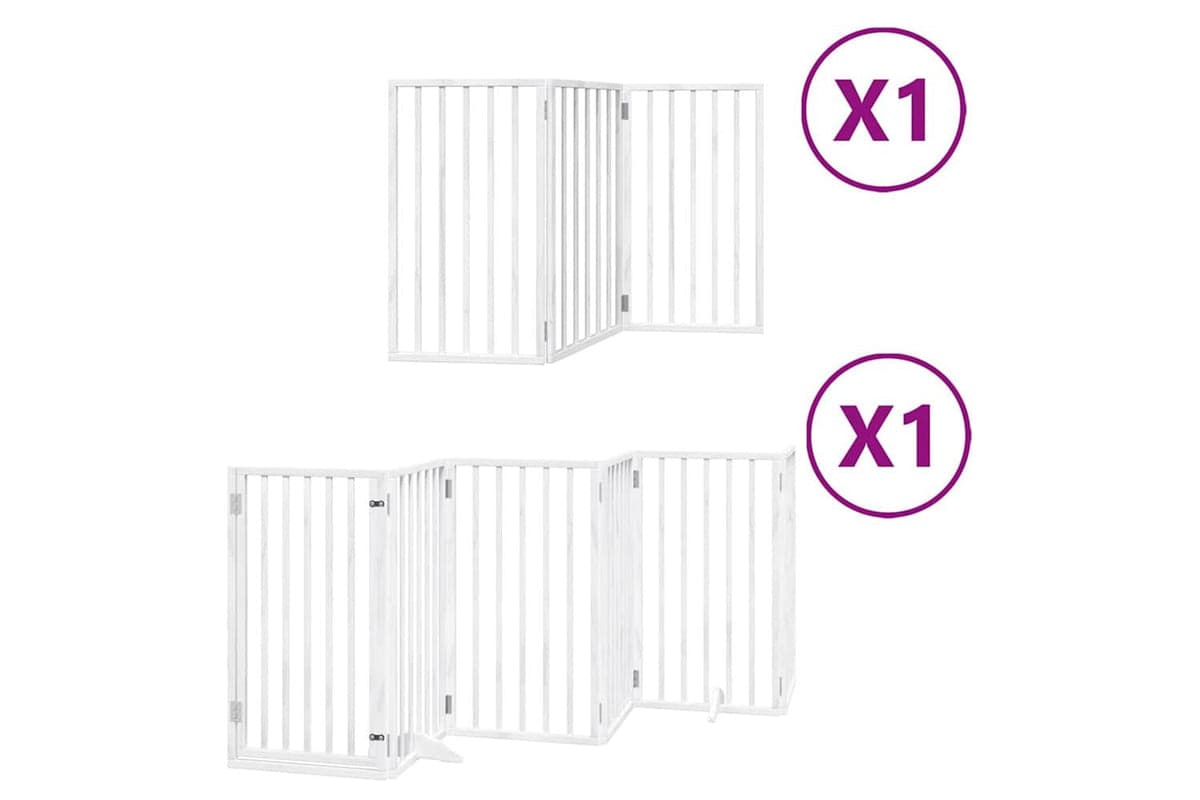 Vidaxl Dog Gate With Door Foldable 9 Panels White 450 Cm Poplar Wood