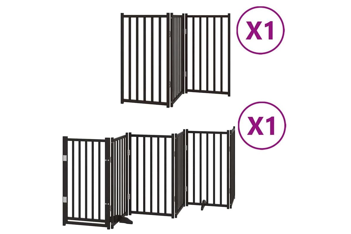 Vidaxl Dog Gate With Door Foldable 9 Panels Black 450 Cm Poplar Wood