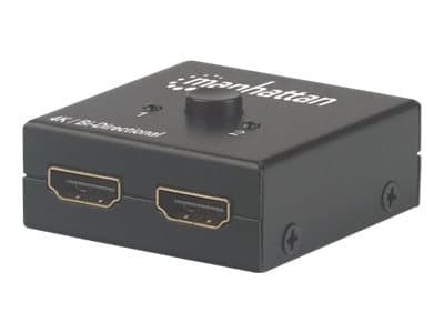 MANHATTAN - HDMI Switch 2-Port, 4K@30Hz, Bi-Directional, Black, Displays output from x1 HDMI source to x2 HD displays (same output to both displays) or Connects x2 HDMI sources to x1 display, Manual Selection, No external